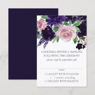 Lush Blossoms Purple and Pink Rose Garland RSVP Card