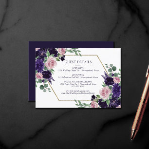 Lush Blossoms   Purple and Pink Rose Guest Details Enclosure Card