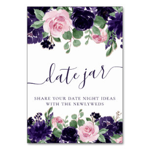 Lush Blossoms   Purple and Pink Roses Date Jar Table Number