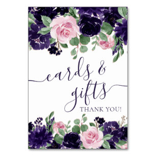 Lush Blossoms   Purple and Pink Roses Garland Gift Table Number