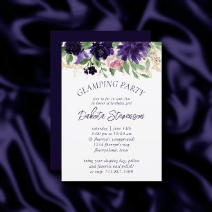 Lush Blossoms   Purple and Pink Roses Glamping Invitation