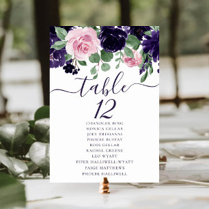 Lush Blossoms   Purple and PInk Roses Guest Names Table Number