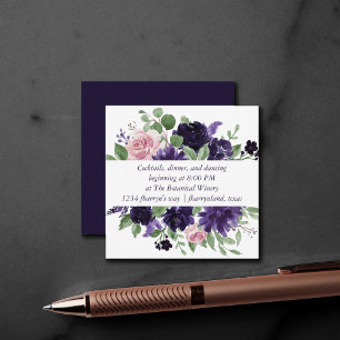 Lush Blossoms   Purple and Pink Roses Reception Enclosure Card