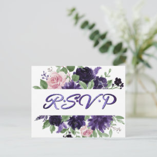 Lush Blossoms Purple and Pink Roses RSVP Entree Postcard