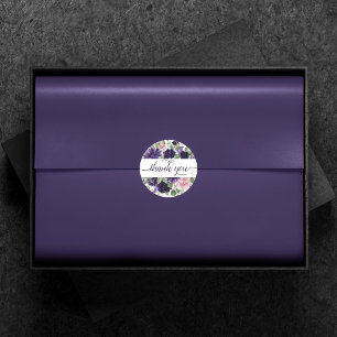 Lush Blossoms   Purple and Pink Roses Thank You Classic Round Sticker