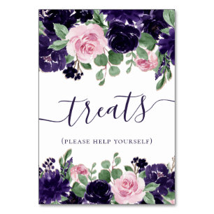 Lush Blossoms   Purple and Pink Roses Treats Table Number