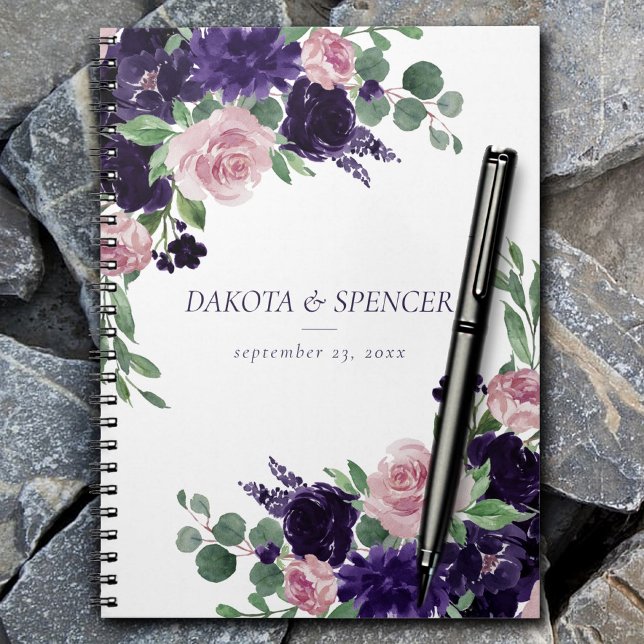 Lush Blossoms | Purple and Pink Roses Wedding Notebook (Creator Uploaded)