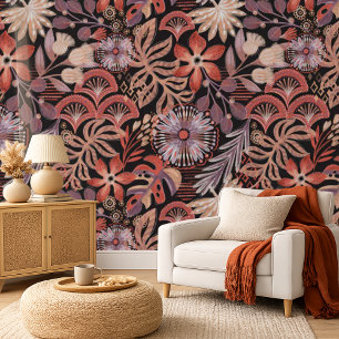 Lush Boho Tropical Botanical Wallpaper