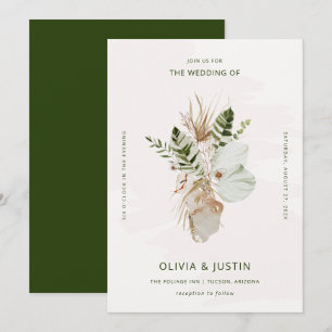 Lush Boho   Tropical Botanical Wedding Invitation