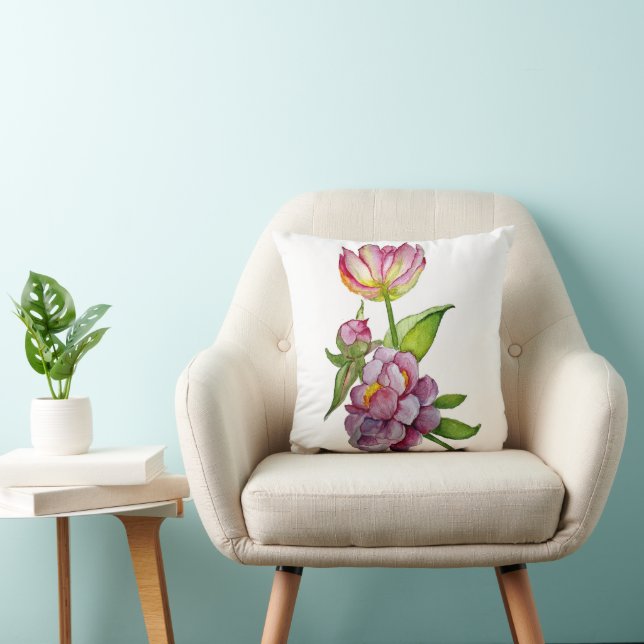 Lush bright flowers cushion (Chair)