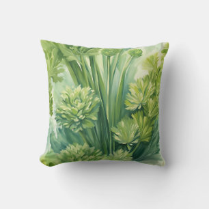 Lush Celery Green Botanical Pattern Cushion