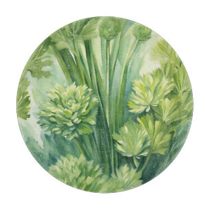 Lush Celery Green Botanical Pattern Cutting Board