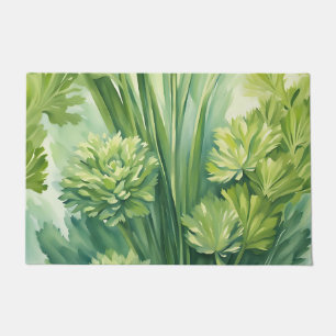 Lush Celery Green Botanical Pattern Doormat