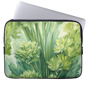 Lush Celery Green Botanical Pattern Laptop Sleeve