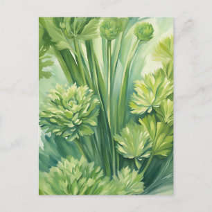 Lush Celery Green Botanical Pattern Postcard