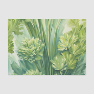 Lush Celery Green Botanical Pattern Tissue Paper