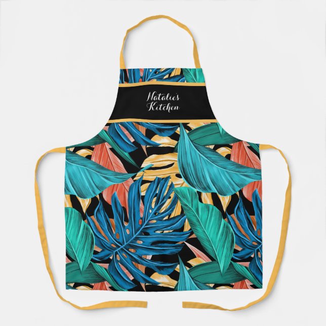 Lush Colourful Tropical Banana Leaf Apron (Front)