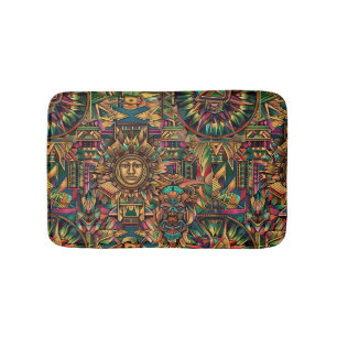 Lush Cyan "Vibrant Historical Emblem" Bath Mat