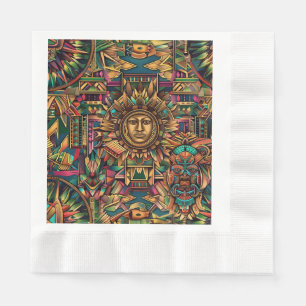 Lush Cyan "Vibrant Historical Emblem" Cloth Lunche Napkin