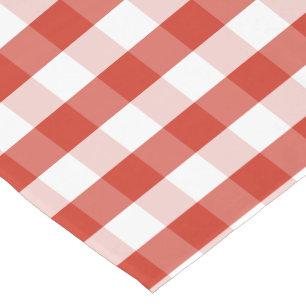 Lush Dahlia Red & White Gingham Check Plaid Long Table Runner