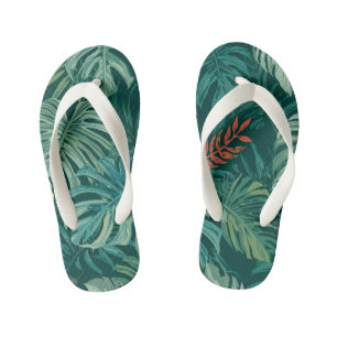 Lush Emerald Jungle Print Kid's Thongs
