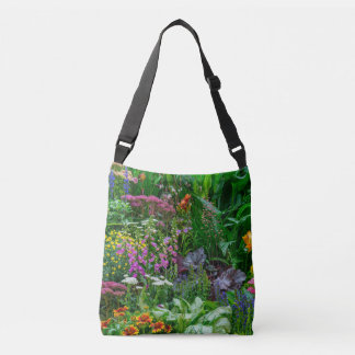 Lush English Cottage Garden Summer Flowers Photo Crossbody Bag