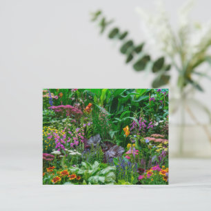Lush English Cottage Garden Summer Flowers Photo Holiday Postcard