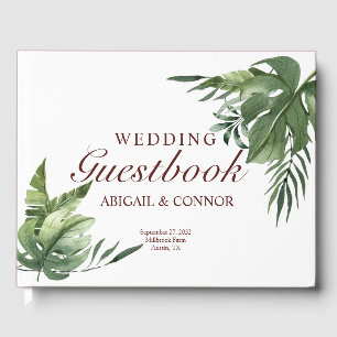 Lush Exotic Tropical Palm Leaves Guest Book