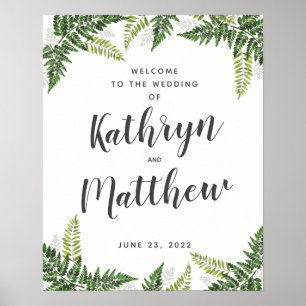 Lush Fern Tropical Botanical Wedding Welcome Sign
