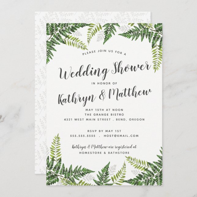 Lush Fern Tropical Couples Wedding Shower Invitation (Front/Back)