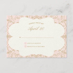 Lush Flourish Wedding RSVP blush/gold Card