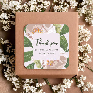Lush Flower and Greenery Elegant  Square Sticker