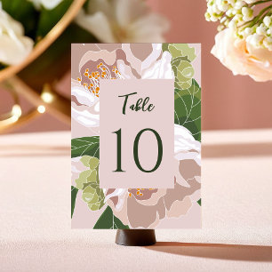 Lush Flower and Greenery Elegant Table Card