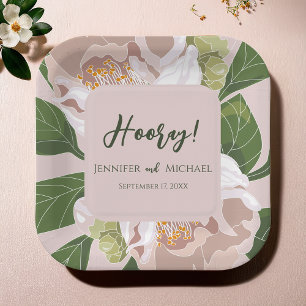 Lush Flower and Greenery Elegant Wedding Paper Plate