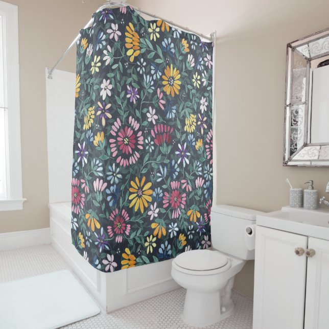 Lush Flowers and Vines - Forest Floor Shower Curtain (In Situ)