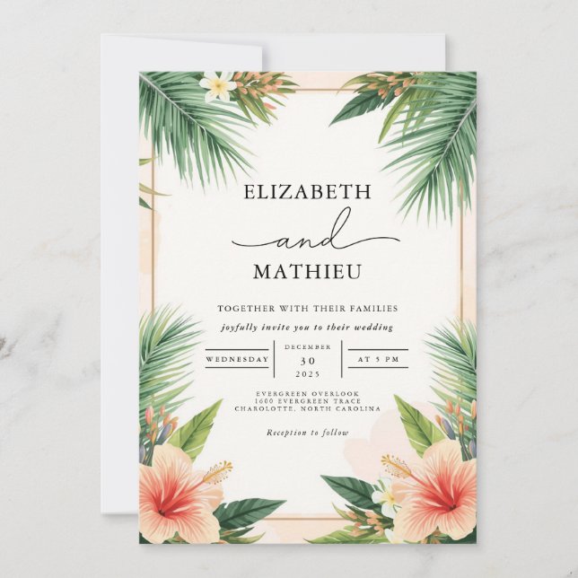 Lush Foliage Arch Romance Wedding Invitation (Front)