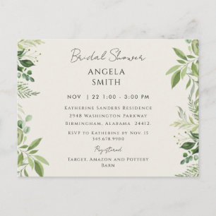 Lush Foliage Cream Bridal Shower  Postcard