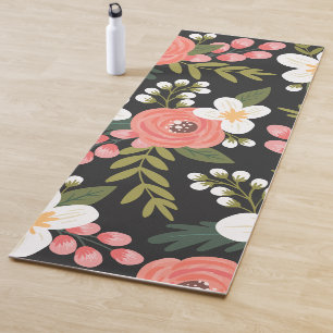 Lush Folksy Florals Black Yoga Mat