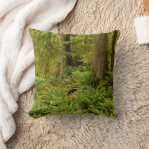 Lush Forest & Ferns Ecola State Park, Oregon Cushion