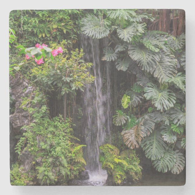 Lush Garden Waterfall, China Stone Coaster (Front)