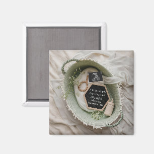 Lush Green Basket Pregnancy Announcement keepsake Magnet