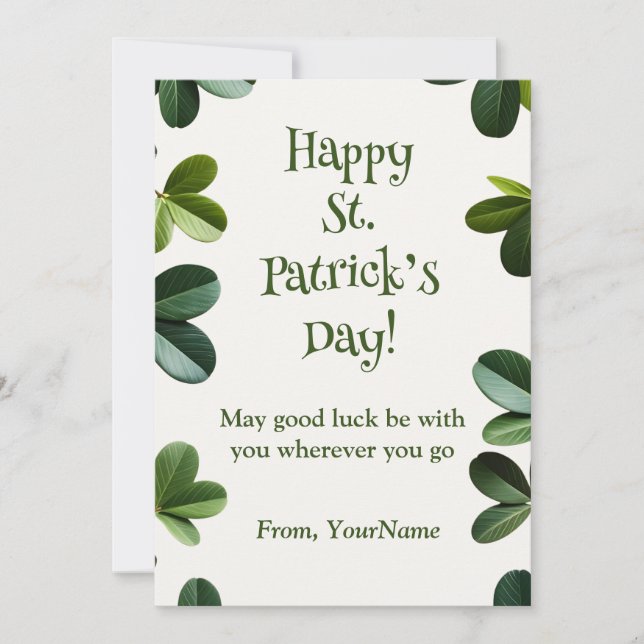 Lush green botanical Happy St. Patricks Day Card (Front)