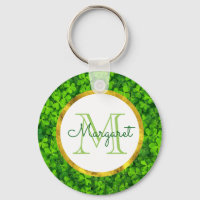 Lush Green Clovers with FAUX Gold Foil & Monogram
