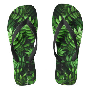 Lush Green Fern Leaves Photo Thongs