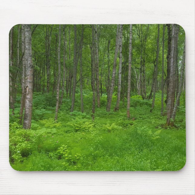 Lush Green Forest Landscape Scene Mouse Pad (Front)