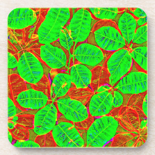 Lush Green Leaf Pattern Coaster