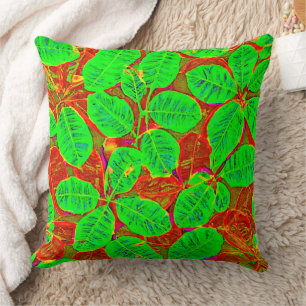 Lush Green Leaf Pattern Cushion
