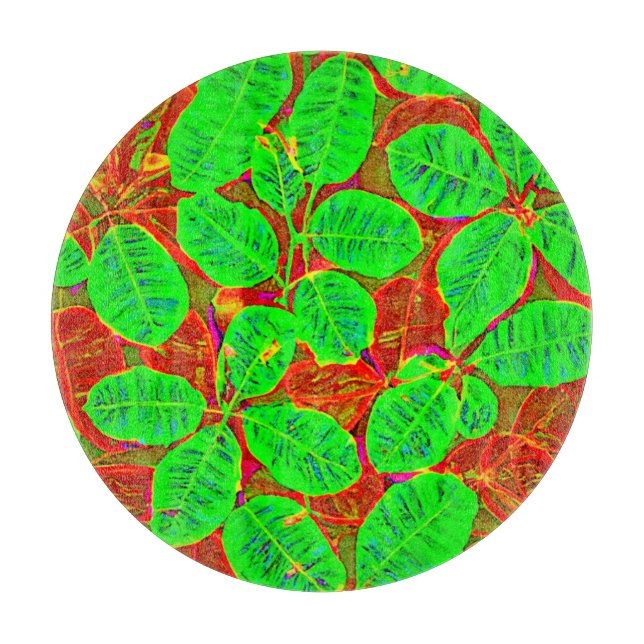 Lush Green Leaf Pattern Cutting Board (Front)