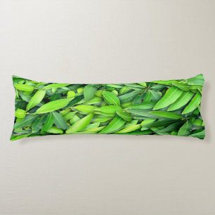 Lush Green Leaves Pattern – Nature Botanical  Body Cushion