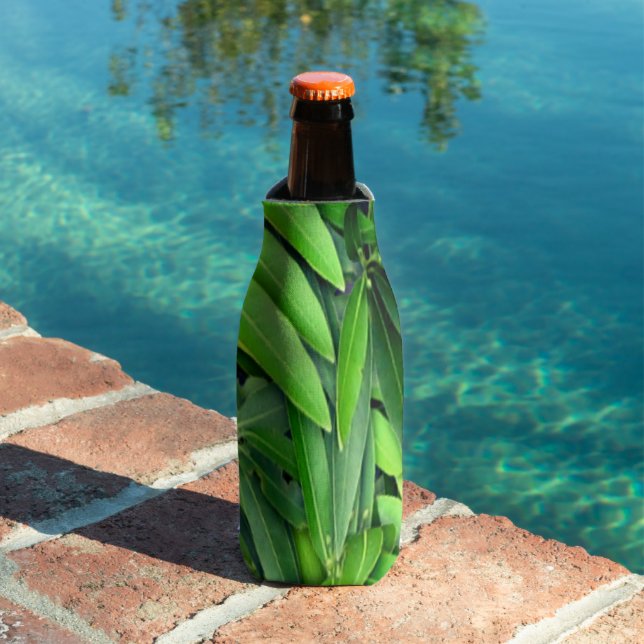 Lush Green Leaves Pattern – Nature Botanical  Bottle Cooler (In Situ Pool)